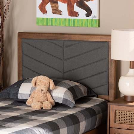 Baxton Studio Iden ModernDark Grey Fabric Upholstered and Walnut Brown Finished Wood Headboard-Twin 192-11542-ZORO